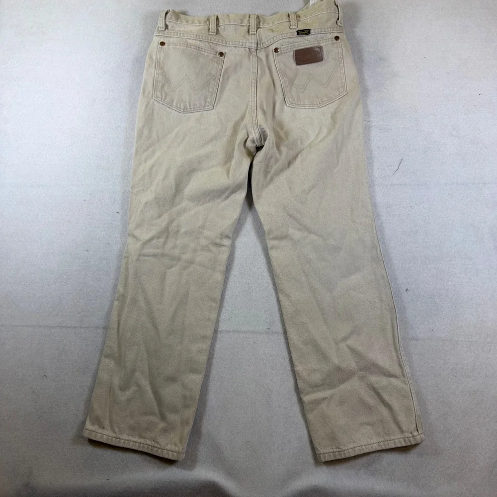 Wrangler 936TAN Cowboy Cut Slim Fit Jeans Mens 33x30 Tan Khaki Denim Straight